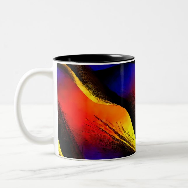 Schöne Abstrakte Kunst im Dunklen Hintergrund Zweifarbige Tasse (Links)