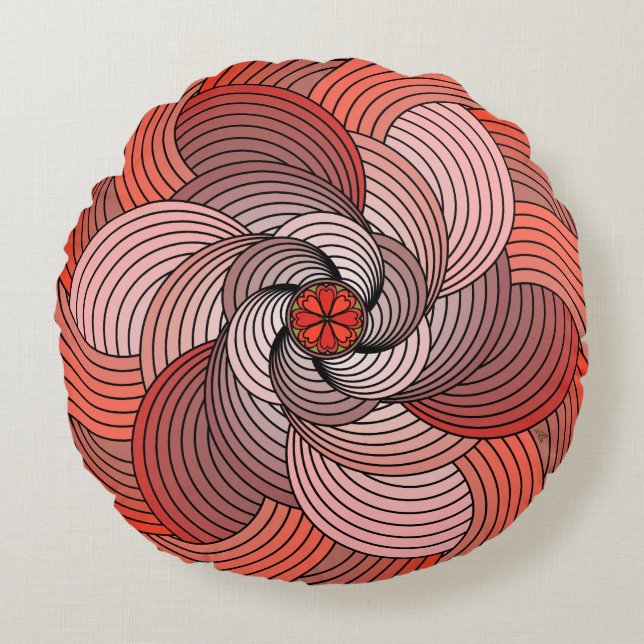 Schöne, Abstrakte Rose in Ribbon Rundes Kissen (Vorderseite)