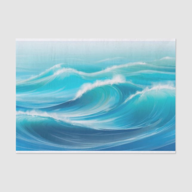 Schöne Abstrakte Soft Blue Ocean Splash Waves Seidenpapier (Vorderseite)