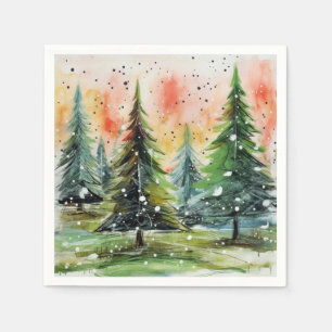 Schöne Abstrakte Weihnachtsbäume glühen Himmel Serviette