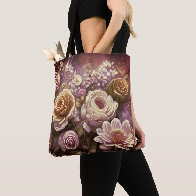 Schöne Acryl-Blume Muster Tote Bag Tasche (Von Nahem)