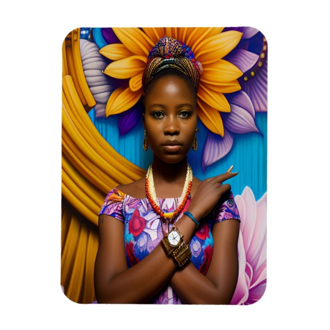 Schöne Afrikanerin mit Armbanduhr Magnet (Vertikal)