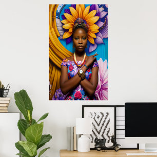 Schöne Afrikanerin mit Armbanduhr Poster
