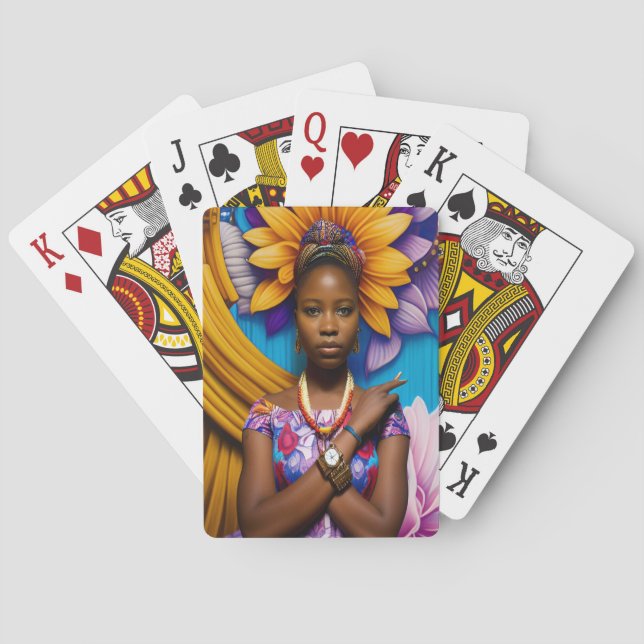 Schöne Afrikanerin mit Armbanduhr Spielkarten (Rückseite)