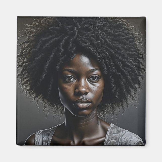 Schöne afrikanische Amerikanerin Ai Art Magnet (Vorne)