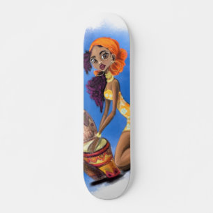 Schöne Afrikanische Drummer Girl Skateboard