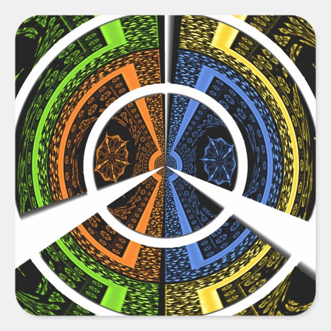 Schöne afrikanische farbenfrohe Circular Illustrat Quadratischer Aufkleber (Vorderseite)