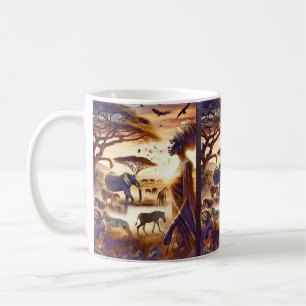 Schöne afrikanische Frau mit Tieren Kaffeetasse