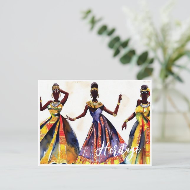 Schöne afrikanische Frauen in farbenfrohen Gärten Postkarte (Stehend Vorderseite)