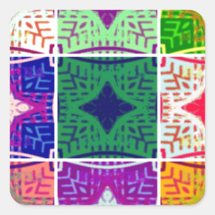 Schöne afrikanische karierte Kunst-Drucke Quadratischer Aufkleber
