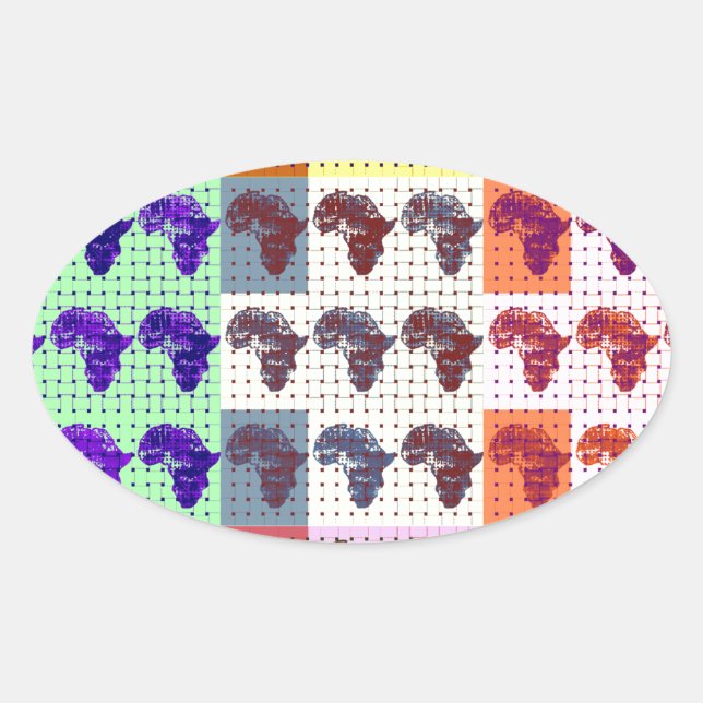 Schöne Afrikanische Karte Checkered Pap Art ethnis Ovaler Aufkleber (Vorderseite)