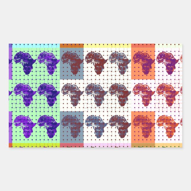 Schöne Afrikanische Karte Checkered Pap Art ethnis Rechteckiger Aufkleber (Vorderseite)