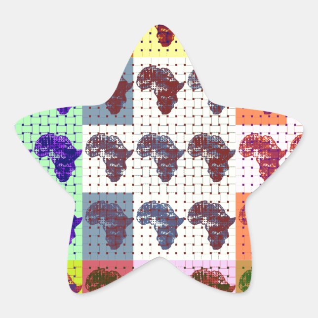 Schöne Afrikanische Karte Checkered Pap Art ethnis Stern-Aufkleber (Vorderseite)