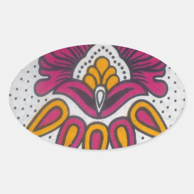 Schöne afrikanische Stoffe Motif Kunst, Dichtung u Ovaler Aufkleber (Vorderseite)