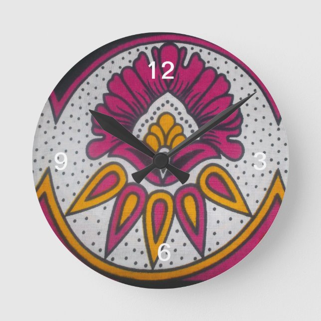 Schöne afrikanische Stoffe Motif Kunst, Dichtung u Runde Wanduhr (Vorderseite)