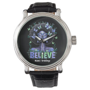 Schöne Afro Frau Black Queen Pracht Tribut Armbanduhr