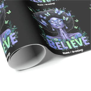 Schöne Afro Frau Black Queen Pracht Tribut Geschenkpapier