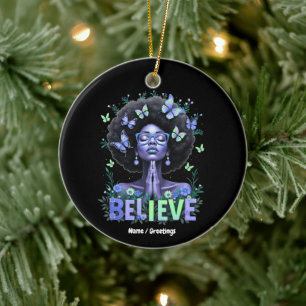 Schöne Afro Frau Black Queen Pracht Tribut Keramik Ornament