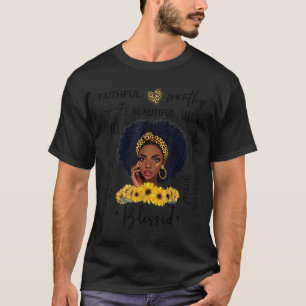 Schöne afroamerikanische schwarze Frau Sonnenblume T-Shirt