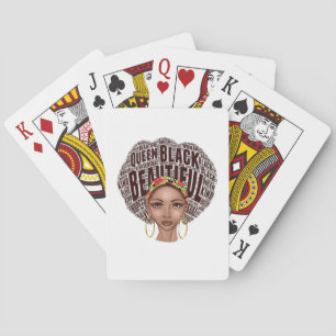 Schöne afrozentrische, starke schwarze Frau Spielkarten