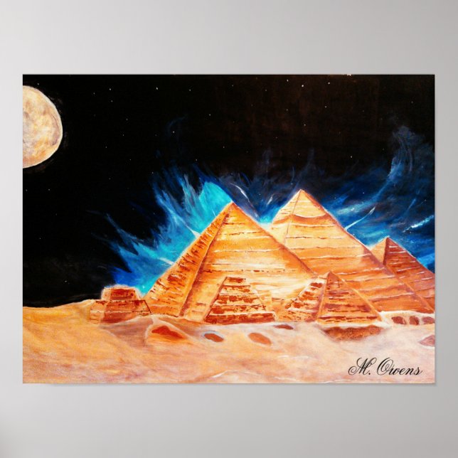 Schöne ägyptische Pyramiden Acrylmalerei Poster (Vorne)