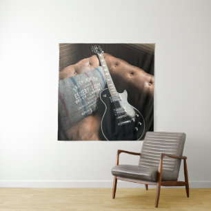 Schöne akustische Gitarre Wandteppich