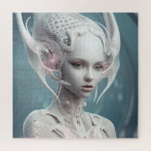 Schöne Alien Weibchen in Weiß