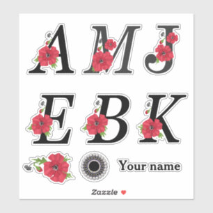 Schöne Alphabetbuchstaben für Monogramme Aufkleber