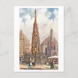 Schöne alte Fontäne in Nürnberg, Deutschland Postkarte
