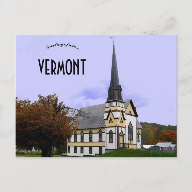 Schöne Alte Kirche in Ost-Orange Vermont Postkarte (Vorderseite)