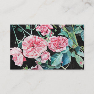 Schöne alte rosa Rosen-Geschäfts-Karte Visitenkarte