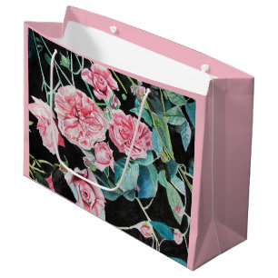 Schöne alte rosa Rosen-Geschenk-Tasche Große Geschenktüte
