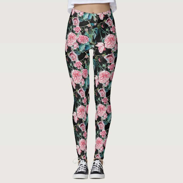 Schöne alte Rosen kleine Rose Leggings (Vorderseite)