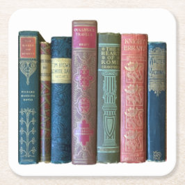 Schöne alte Vintage Bücher, Buchstäbchen Rechteckiger Pappuntersetzer