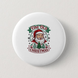 Schöne alte Weihnachten Santa Claus Bäume Schneefl Button