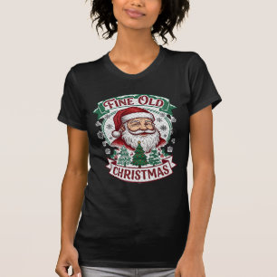 Schöne alte Weihnachten Santa Claus Bäume Schneefl T-Shirt