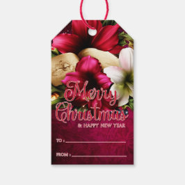 Schöne Amaryllis und Buch Frohe Weihnachten Geschenkanhänger