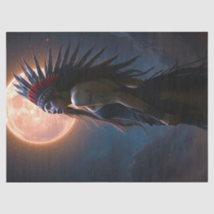 Schöne amerikanische Frau am Himmel Fullmoon Seidenpapier