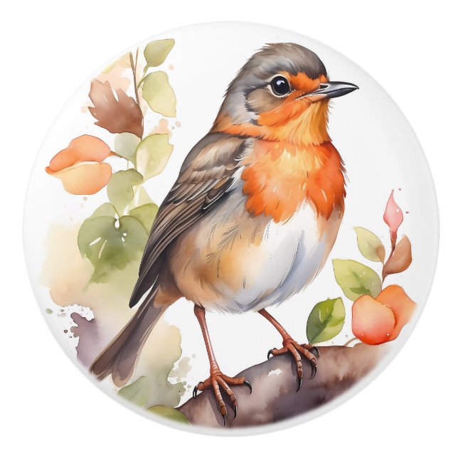 Schöne amerikanische Robin Bird-Farbe Keramikknauf (Vorderseite)