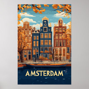 Schöne Amsterdam Kunst Illustration Reise Poster