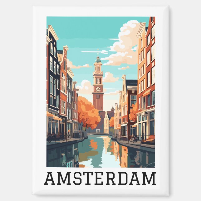 Schöne Amsterdam Netherlands Canal Travel Magnet (Vorderseite)