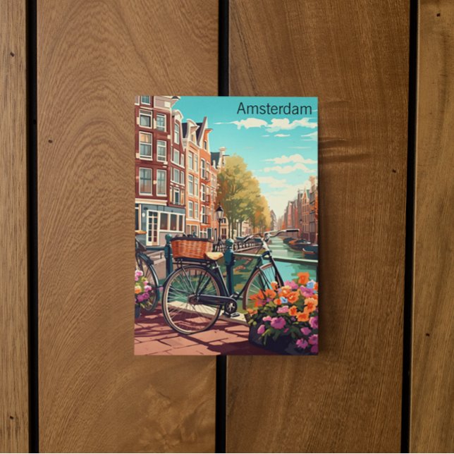Schöne Amsterdam Niederlande Canal City Postkarte (amsterdam holland canal view postcard)