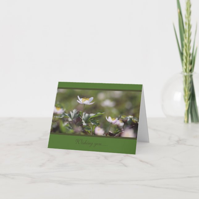 Schöne Anemones aus weißem Holz Karte (Vorderseite)