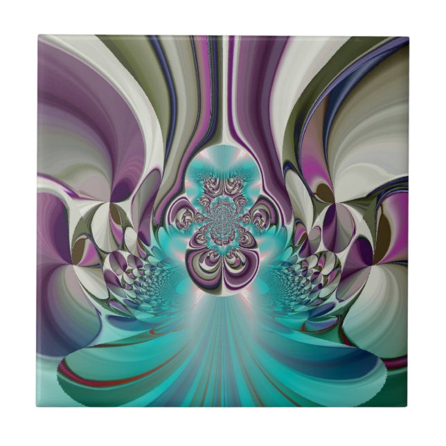 Schöne Angelic Lila und Cyan Abstrakt Print Fliese (Vorderseite)