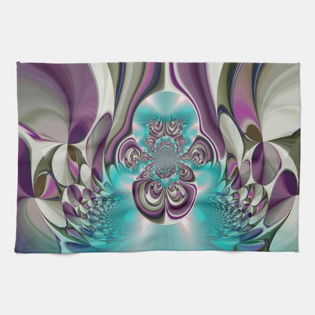Schöne Angelic Lila und Cyan Abstrakt Print Geschirrtuch (Horizontal)