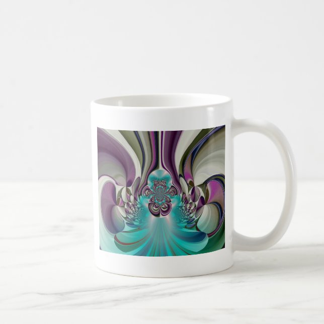 Schöne Angelic Lila und Cyan Abstrakt Print Kaffeetasse (Rechts)