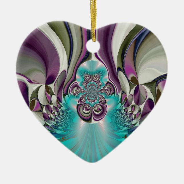 Schöne Angelic Lila und Cyan Abstrakt Print Keramik Ornament (Vorne)
