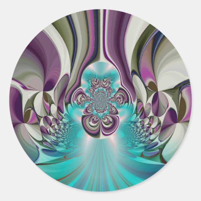 Schöne Angelic Lila und Cyan Abstrakt Print Runder Aufkleber (Vorderseite)