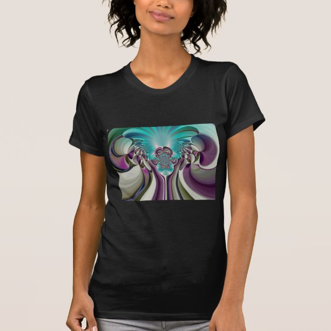 Schöne Angelic Lila und Cyan Abstrakt Print T-Shirt (Vorderseite)