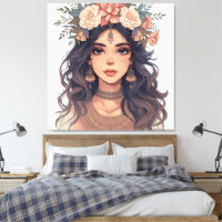 Schöne Anime-Blumen-Girl – Sanfte Pastell-Ästhetik